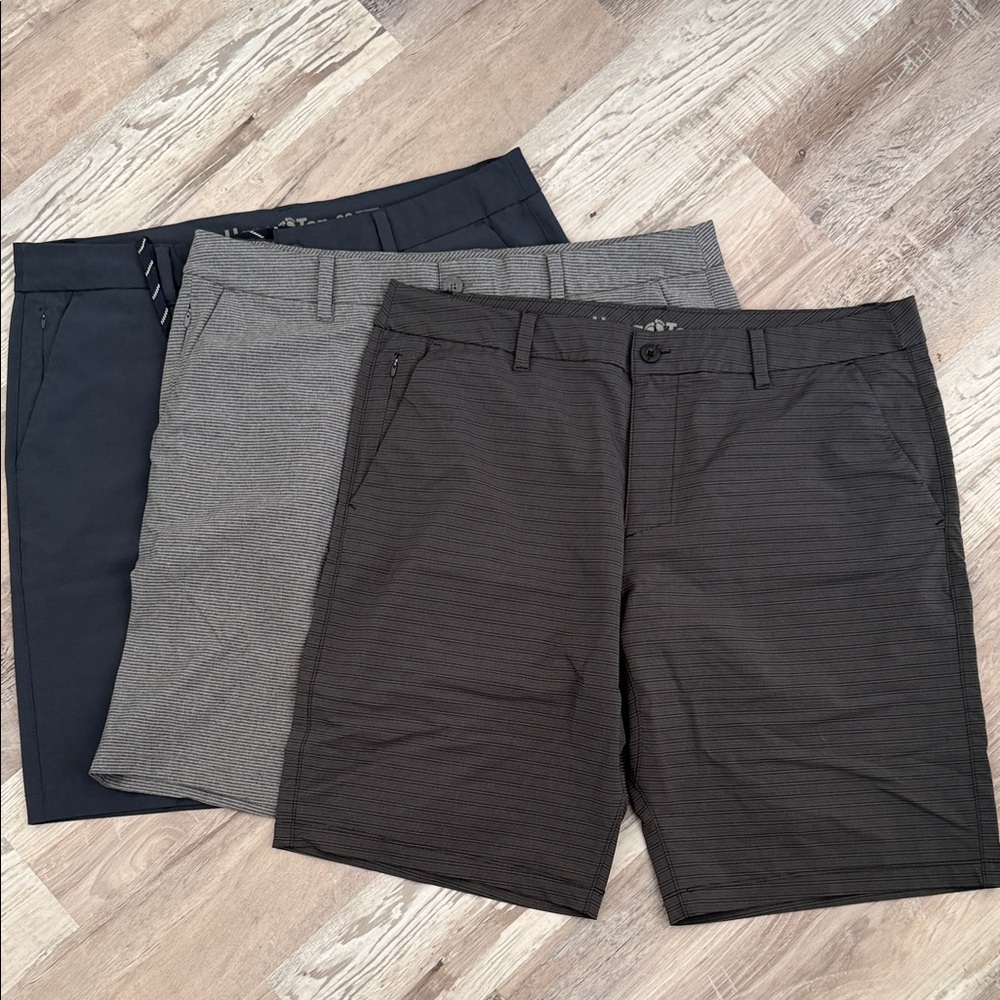 Hang Ten Men's Performance Stretch Shorts - Black (set of 3)